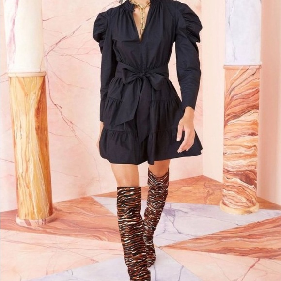 ULLA JOHNSON NAIMA black long sleeve DRESS Size 6 - Picture 3 of 4